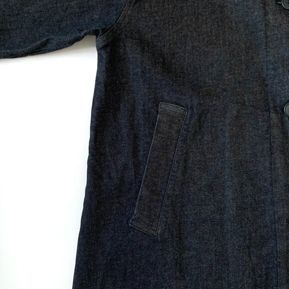 Muji Denim Work Chore Long Jacket Coat Dark Indigo Minimalist Old Money Clean - Picture 7 of 14